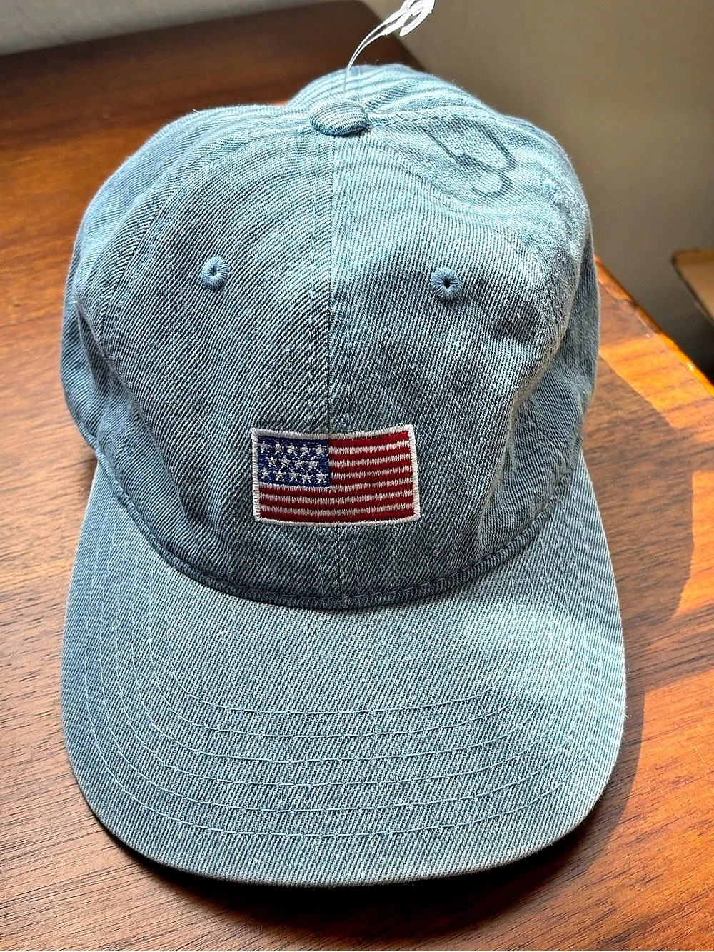 Denim-Style Flag Patch Hat in Blue